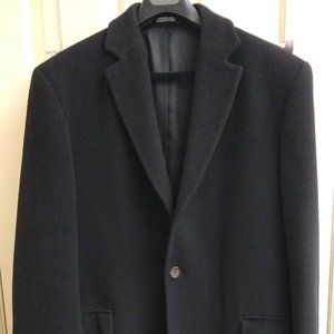 Paul Fredrick Black Camel Hair Topcoat Size Large